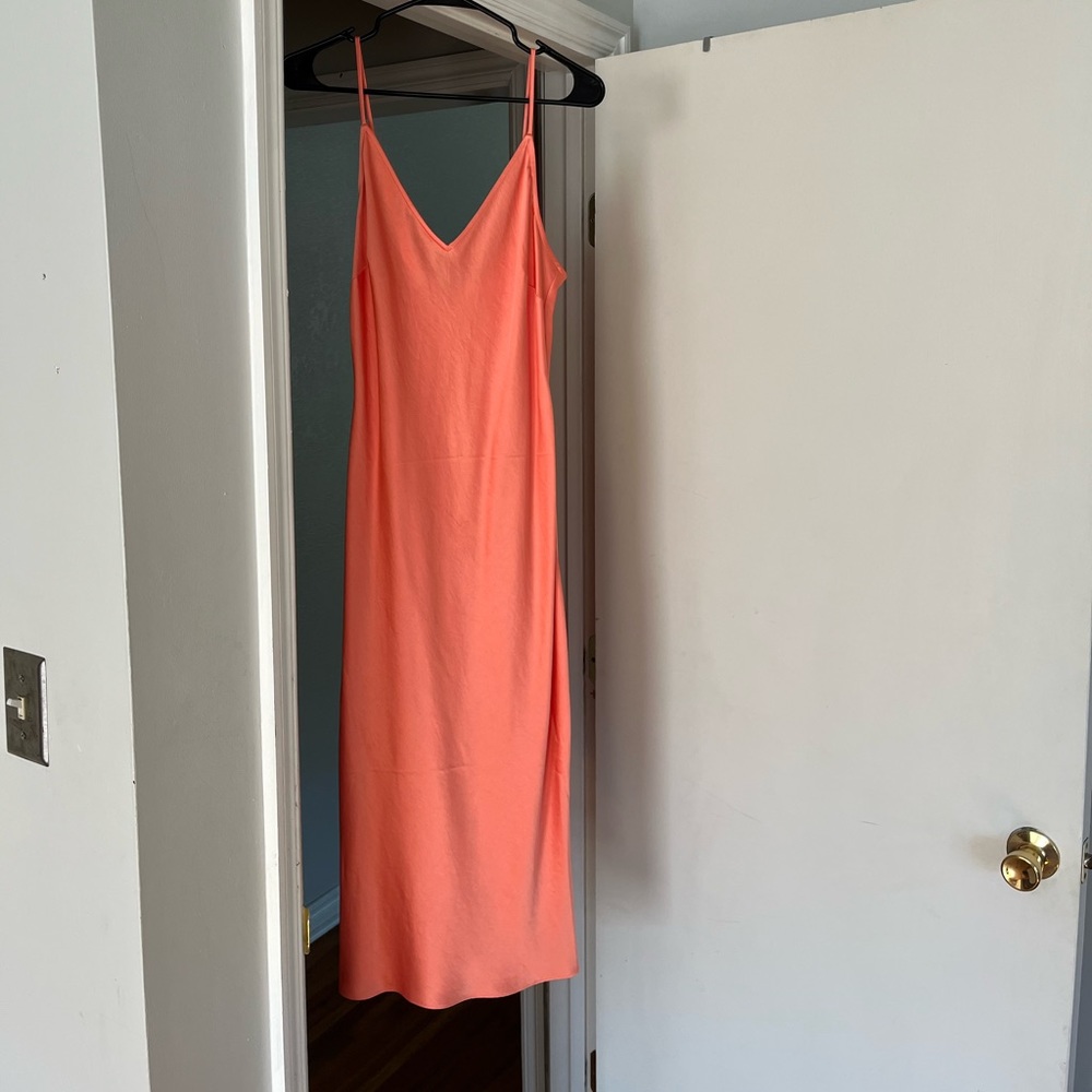 Orange satin express midi dress
